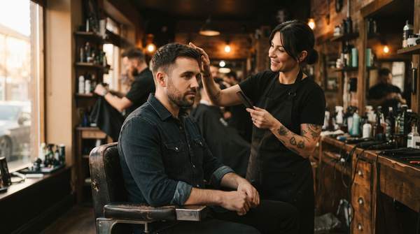 Editorial illustration for Barbershop or Salon? How to Pick the Right Chair for Your Hair, Budget, and Booking Style